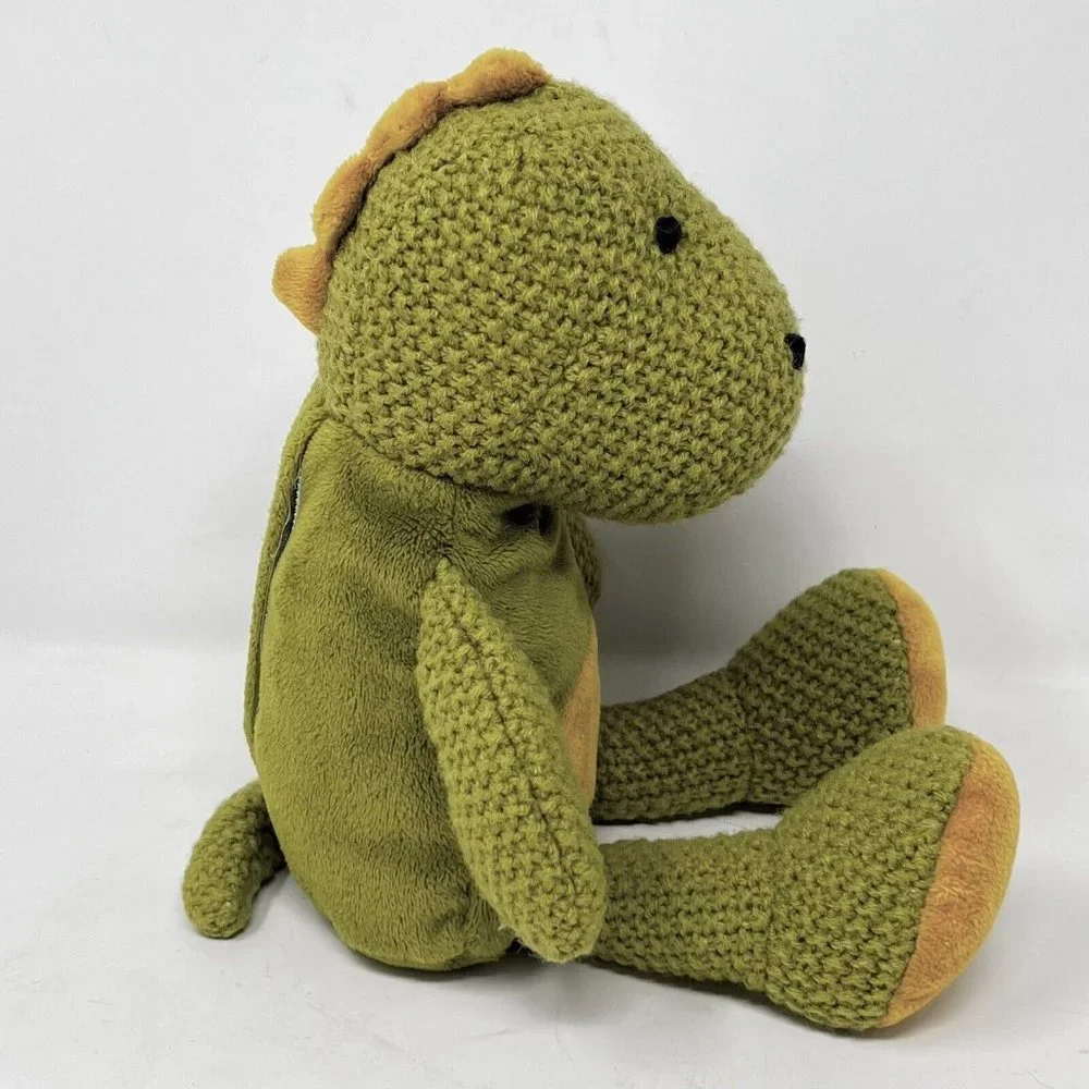 Wild Baby Waffle Knit Dinosaur Green Gold Plush 12